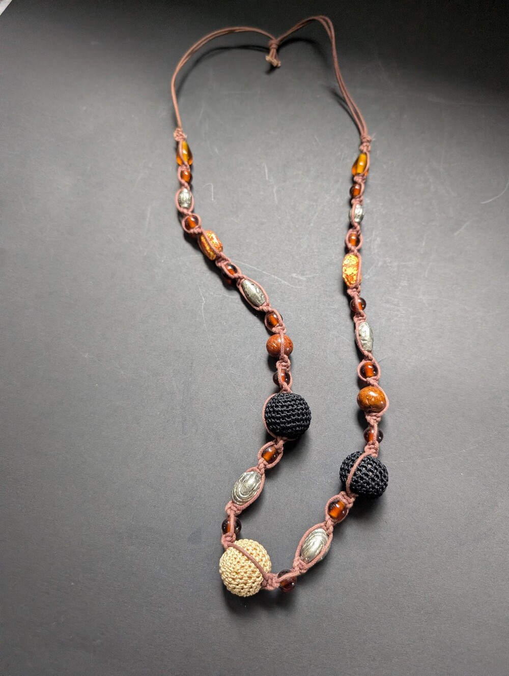 Handcrafted Brown and Black Beaded Women's Necklace Boho Bohemian Vibes